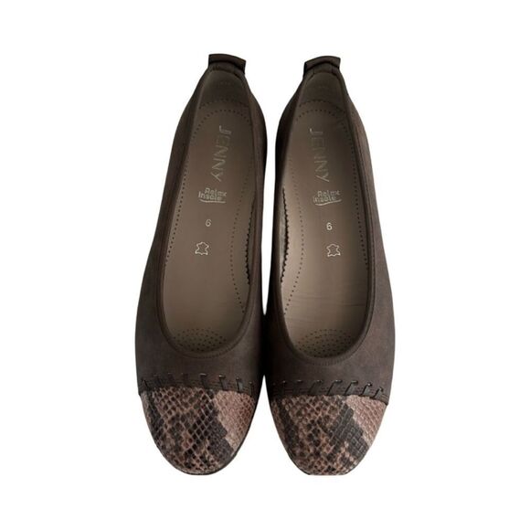 JENNY RELAX INSOLE TAUPE SUEDE WITH SNAKESKIN TOE - Picture 2 of 7